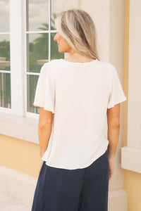 The Social Hour V-Neck Top -  Cream
