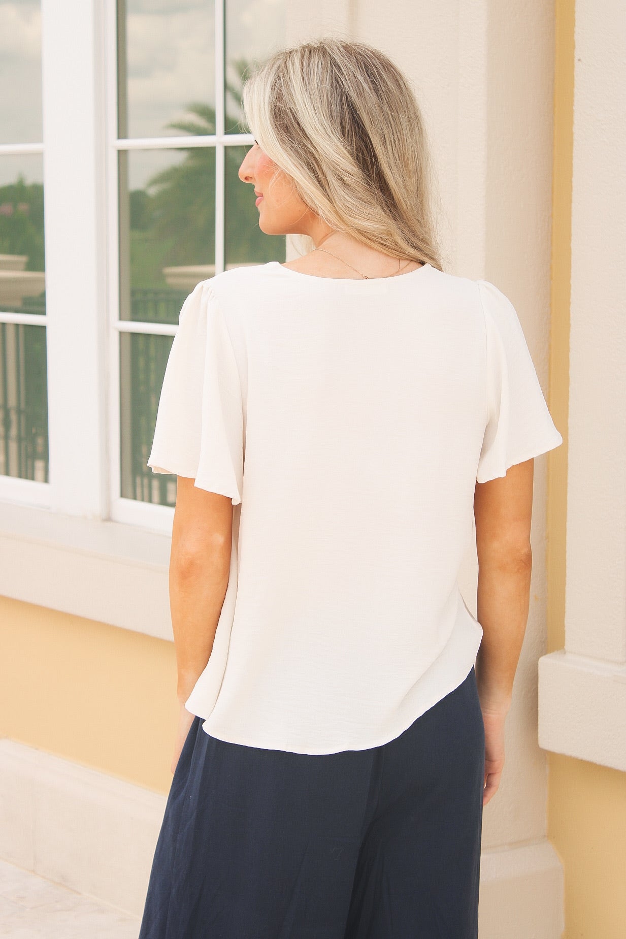 The Social Hour V-Neck Top -  Cream