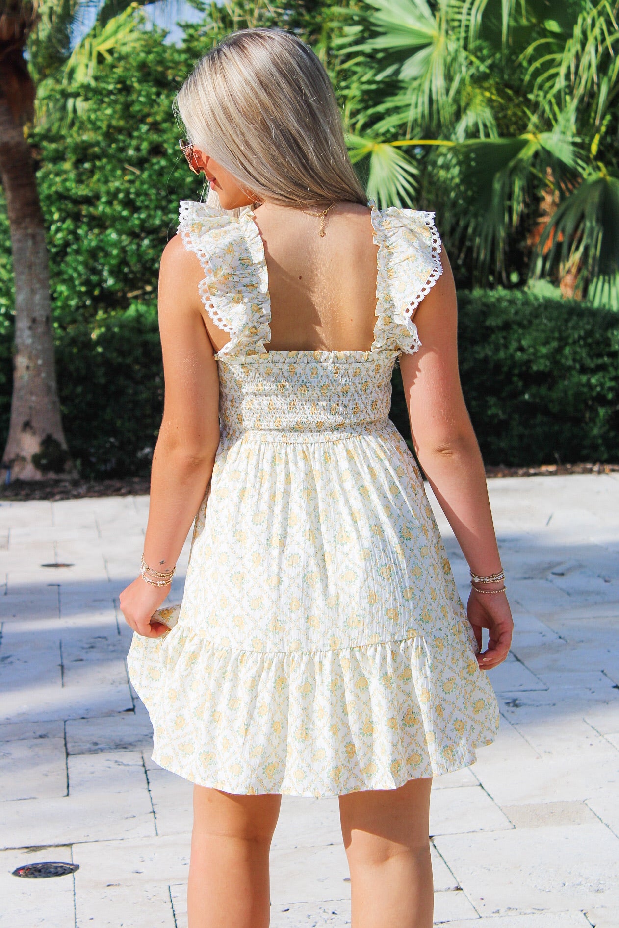 Sweeter Times Floral Mini Dress - Yellow