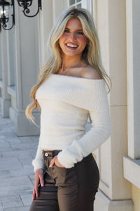 Soft Intentions Off Shoulder Sweater - Cream