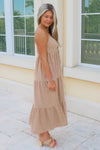 Catching Sunshine Cut Out Tiered Midi Dress - Khaki