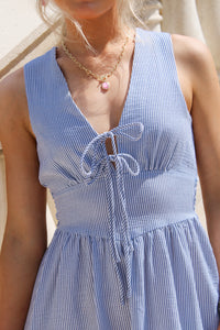 Sadie & Sage: Garden Sun Tie Mini Dress - Blue