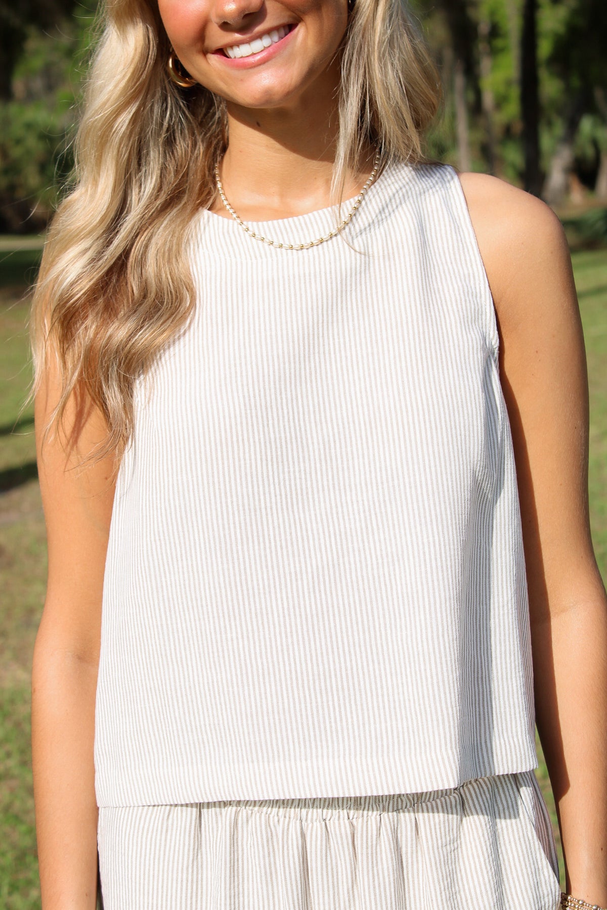 Sadie & Sage: Garden Sun Button Top - Taupe