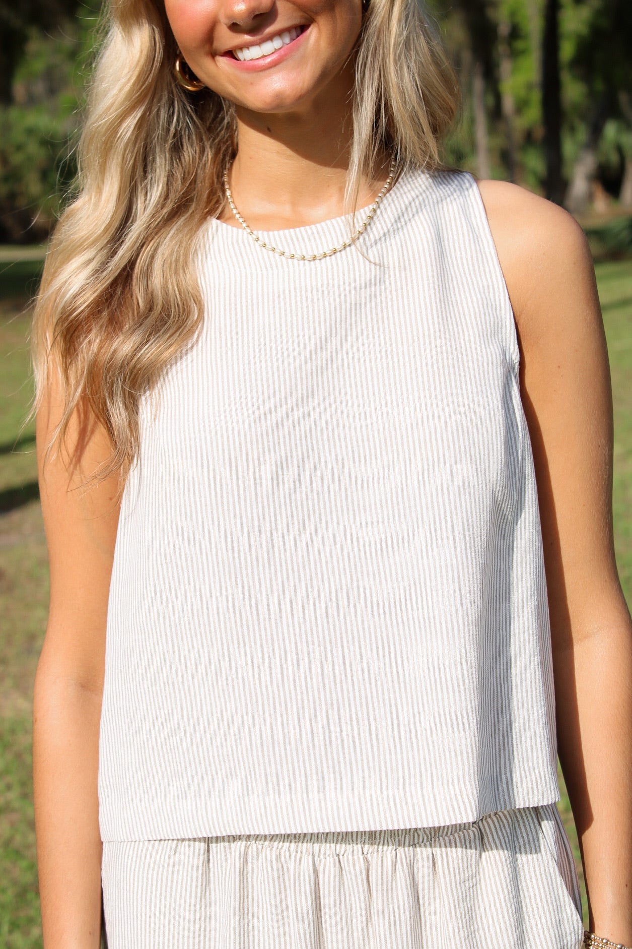 Sadie & Sage: Garden Sun Button Top - Taupe