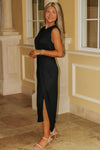 Eternal Edge Sleeveless Midi Dress - Black