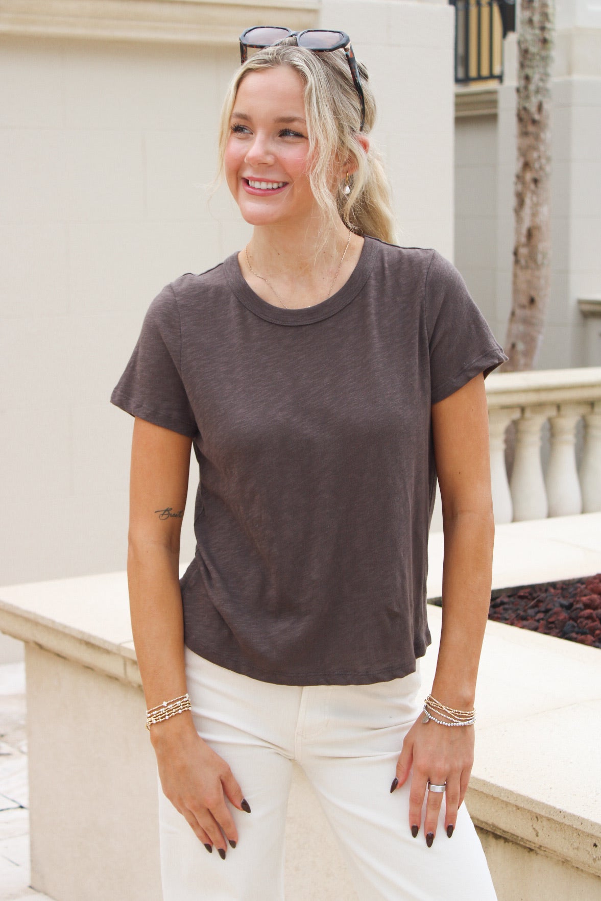 Z Supply: Junie Slub Tee Shirt - Cocoa Bean