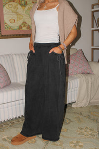 Sunday Escape Wide Leg Ribbed Pants - Black