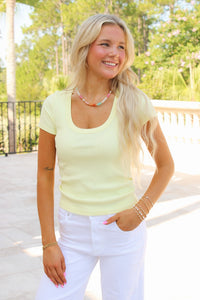Dear John:  Jurnee Top - Pale Lime Yellow