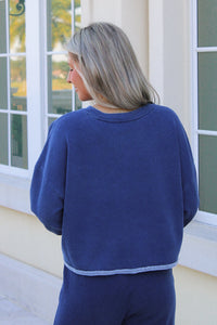 Z Supply: Circuit Knit Denim Sweatshirt - Indigo