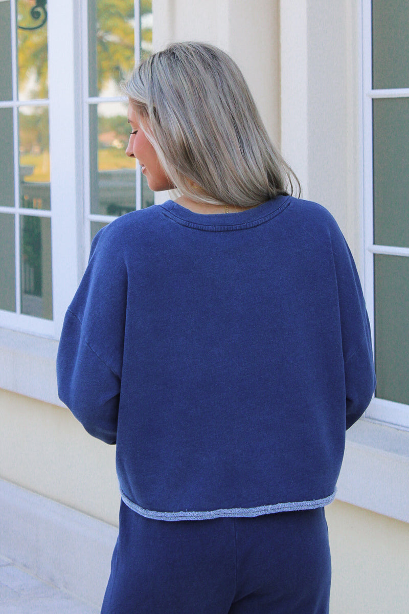 Z Supply: Circuit Knit Denim Sweatshirt - Indigo