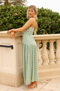 Seaside Serenity Tiered Maxi Dress - Green