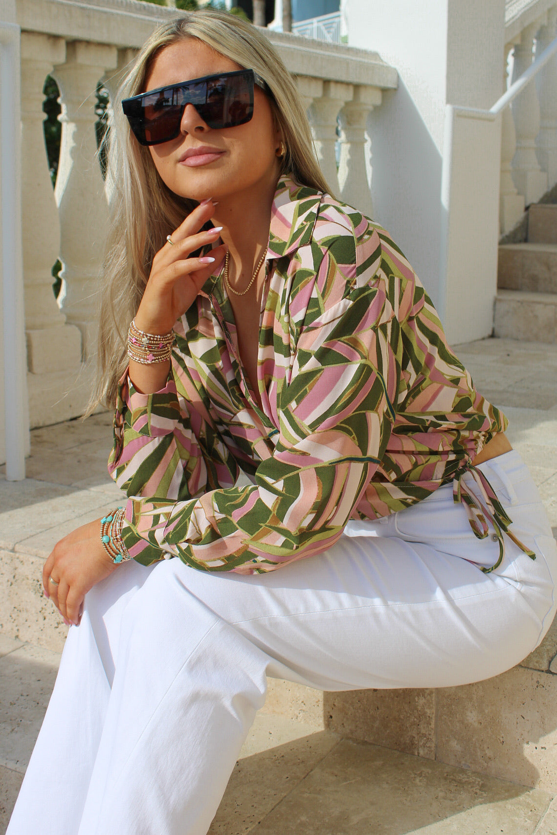 Blissful Summers Printed Wrap Top - Green Multi