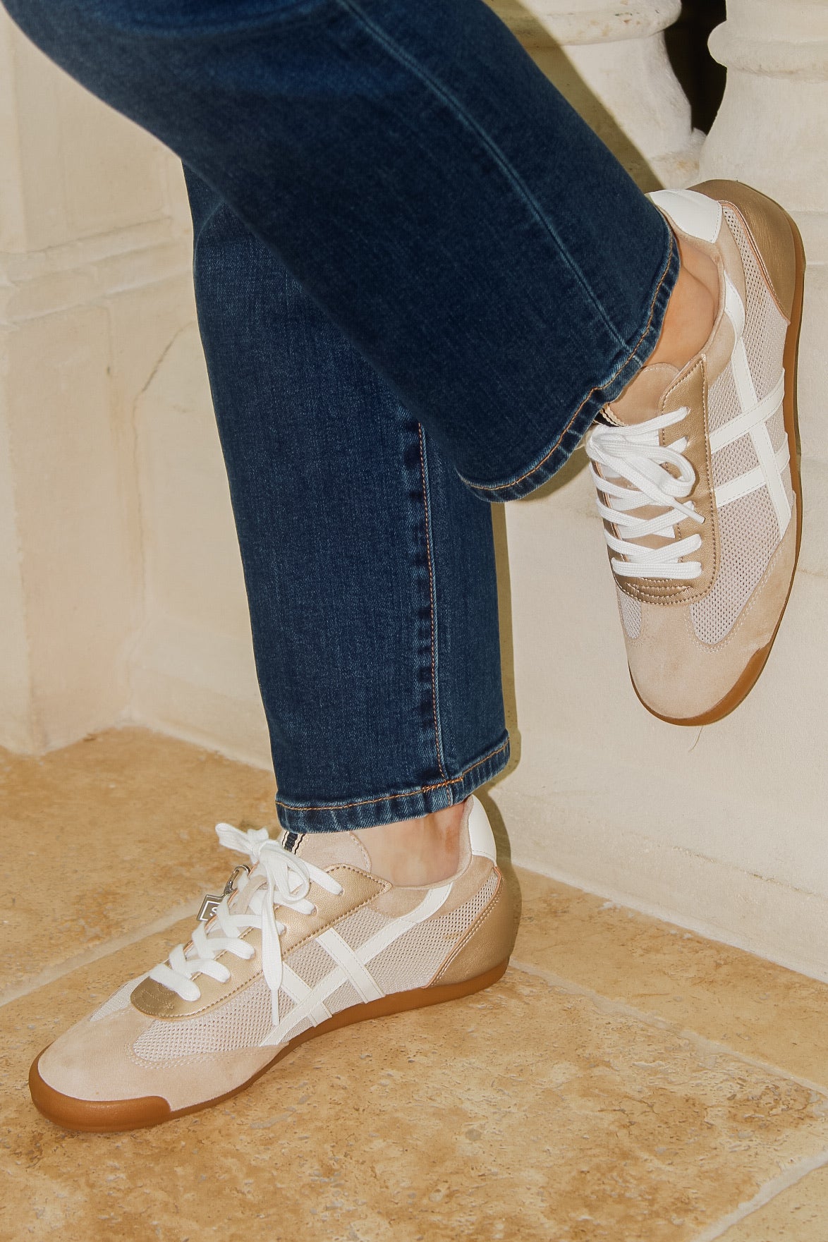 ShuShop: Sedona Suede & Mesh Lo-Top Sneaker - Natural