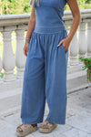 Feeling Free Mineral Washed Wide Leg Pants - Denim