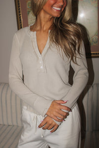 Luna Waffle Knit Top - Abbey Stone