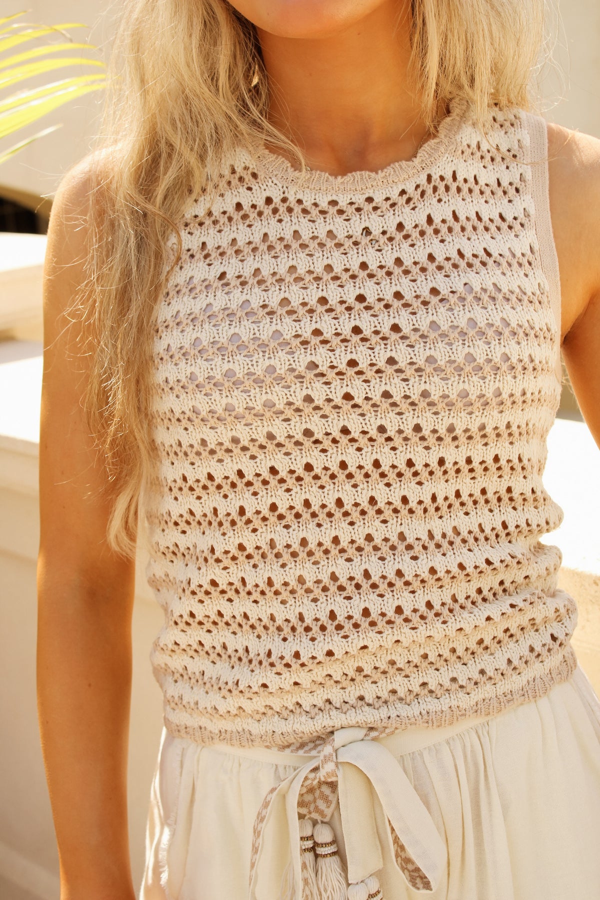 Sadie & Sage: Isabella Sweater Tank Top - Taupe Ivory