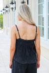 Effortless Days Mineral Washed Tie Top - Black
