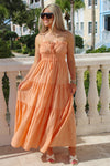 Sunday Brunch Tiered Maxi Dress - Apricot