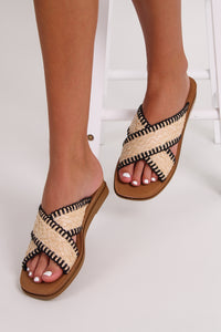 Sandy Raffia Slide Sandal - Natural