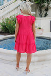 A Pop Of Color Linen Tiered Ruffle Dress - Coral | Makk Fashions