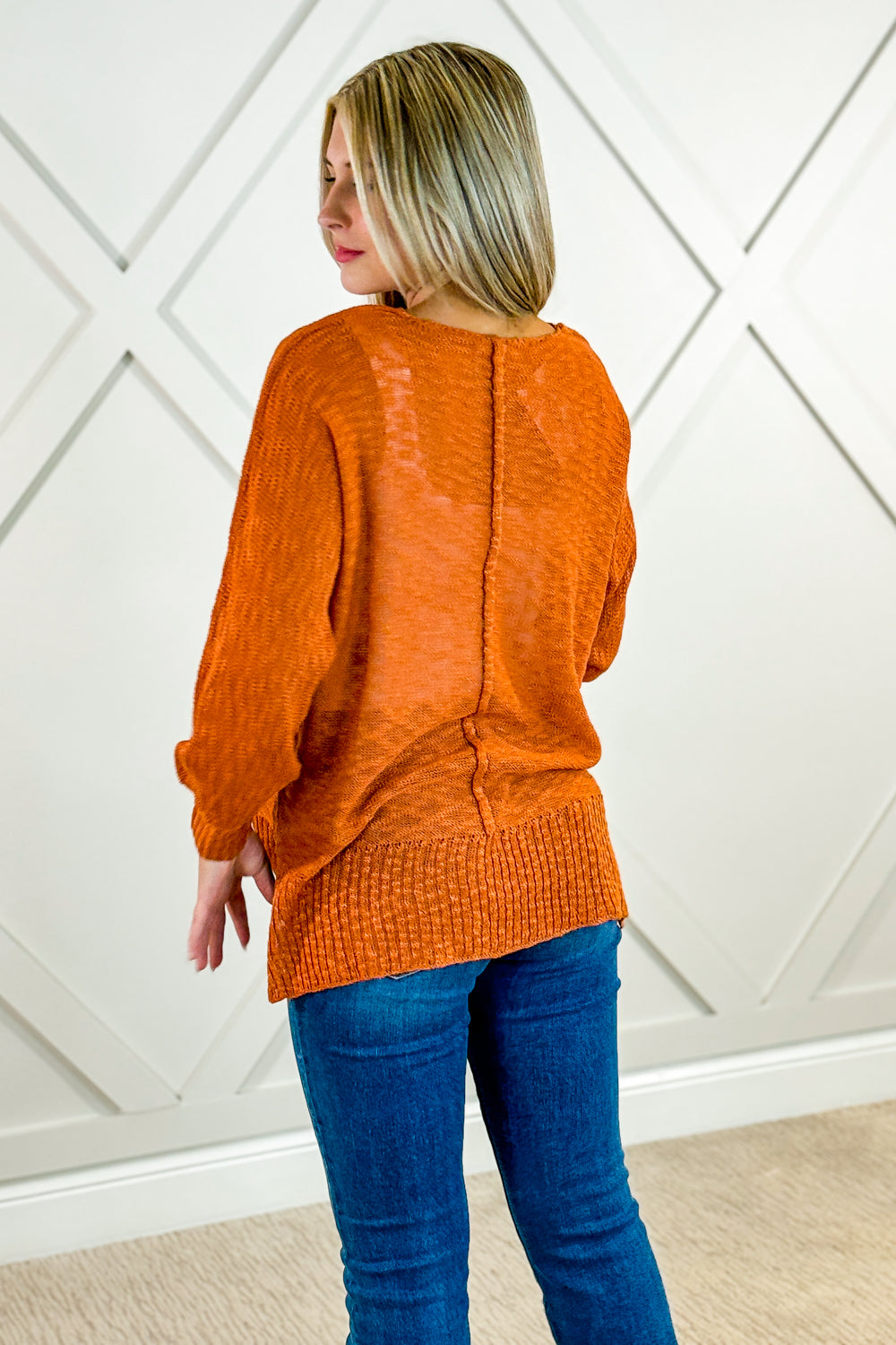 A Simple Touch V-Neck Sweater - Ginger | Makk Fashions
