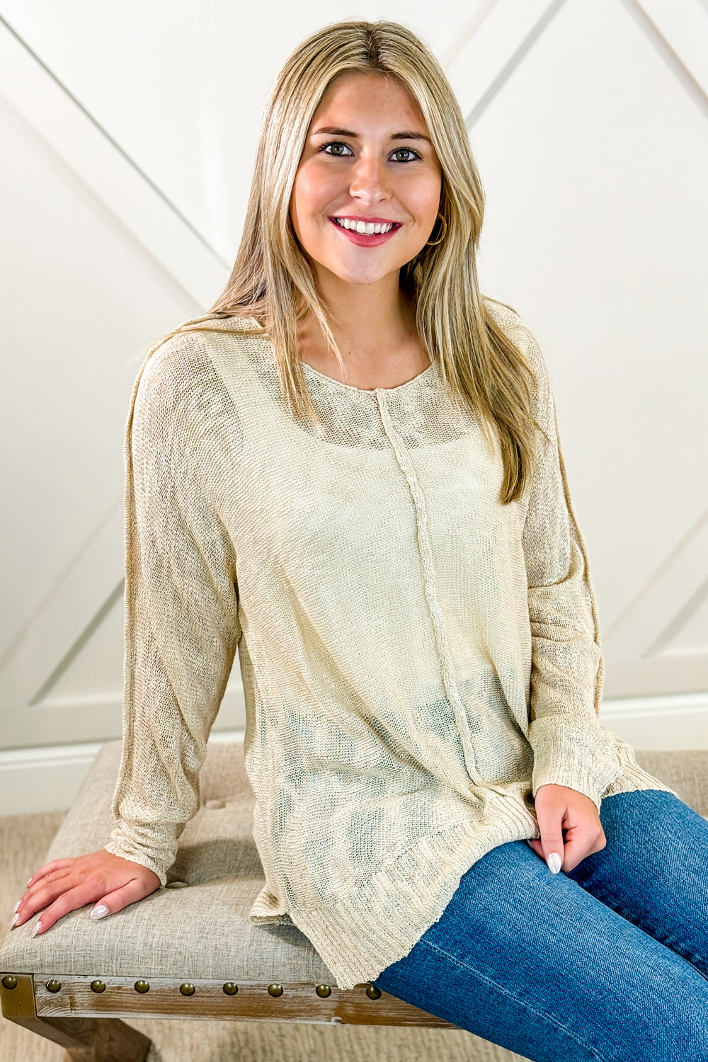 A Simple Touch V-Neck Sweater - Oatmeal | Makk Fashions