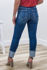 Abbey High Rise Crop Cuffed Jeans - Dark Wash