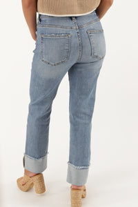 Abbey High Rise Crop Cuffed Jeans - Light