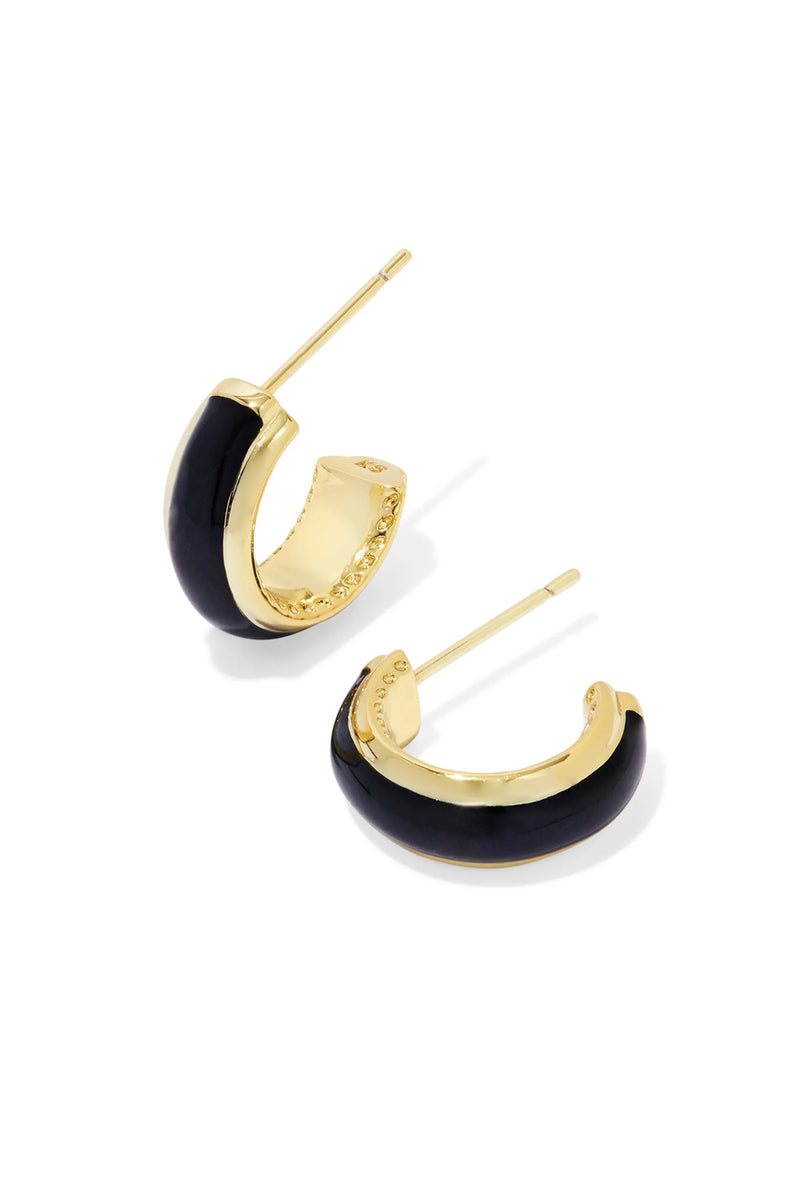 Kendra Scott: Ainsley Gold Huggie Earrings - Black | Makk Fashions