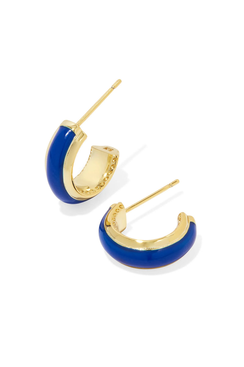 Kendra Scott: Ainsley Gold Huggie Earrings - Blue | Makk Fashions