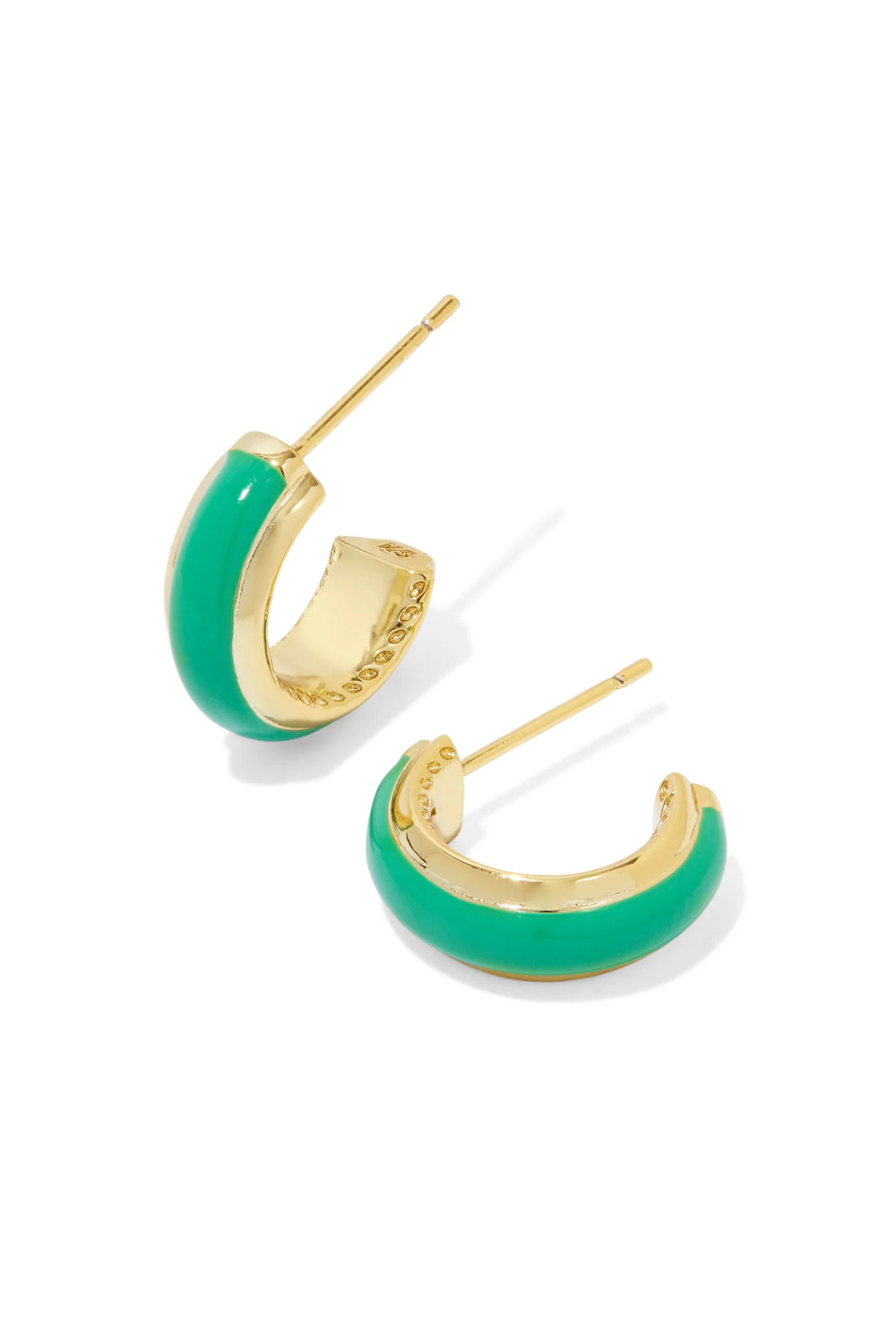 Kendra Scott: Ainsley Gold Huggie Earrings - Green | Makk Fashions