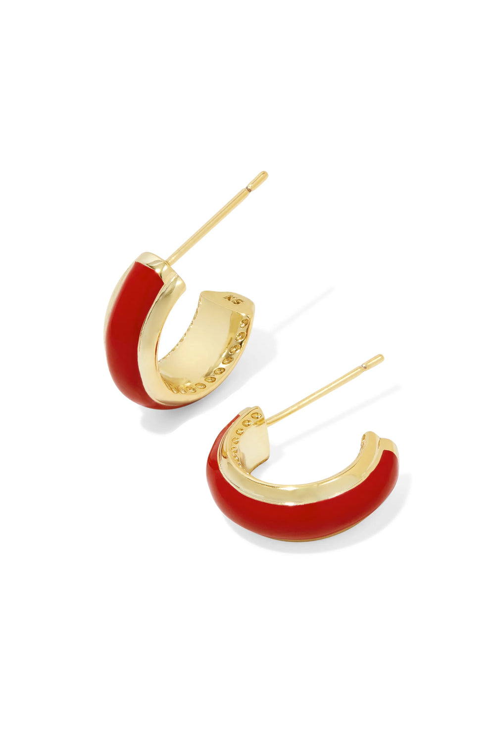 Kendra Scott: Ainsley Gold Huggie Earrings - Red | Makk Fashions