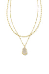 Kendra Scott: Alexandria Gold Multi Strand Necklace - Iridescent Drusy | Makk Fashions