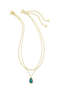 Kendra Scott: Alexandria Gold Multi Strand Necklace - Teal Green Illusion | Makk Fashions