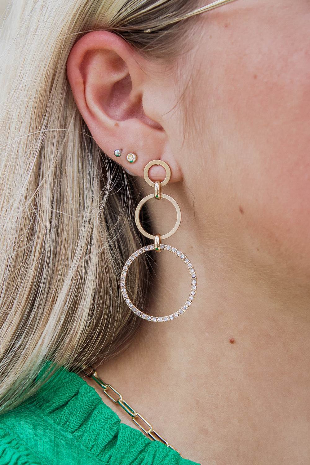 All Dressed Up Rhinestone Earrings - Gold | Makk Fashions