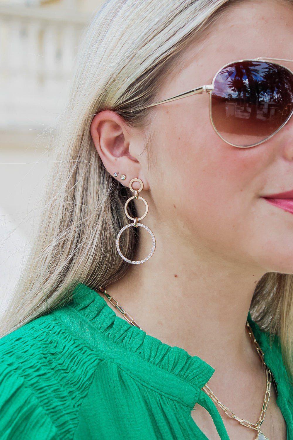 All Dressed Up Rhinestone Earrings - Gold | Makk Fashions
