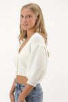 Always Be There Puff Sleeve Sweater - White | Makk Fashions