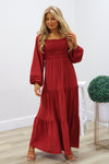 Always Blessed Smocked Tiered Maxi Dress - Brick | Makk Fashions