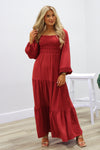 Always Blessed Smocked Tiered Maxi Dress - Brick | Makk Fashions