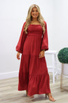 Always Blessed Smocked Tiered Maxi Dress - Brick | Makk Fashions