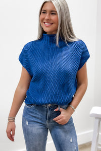 Always Cozy Mock Neck Knit Sweater - Dusty Blue | Makk Fashions