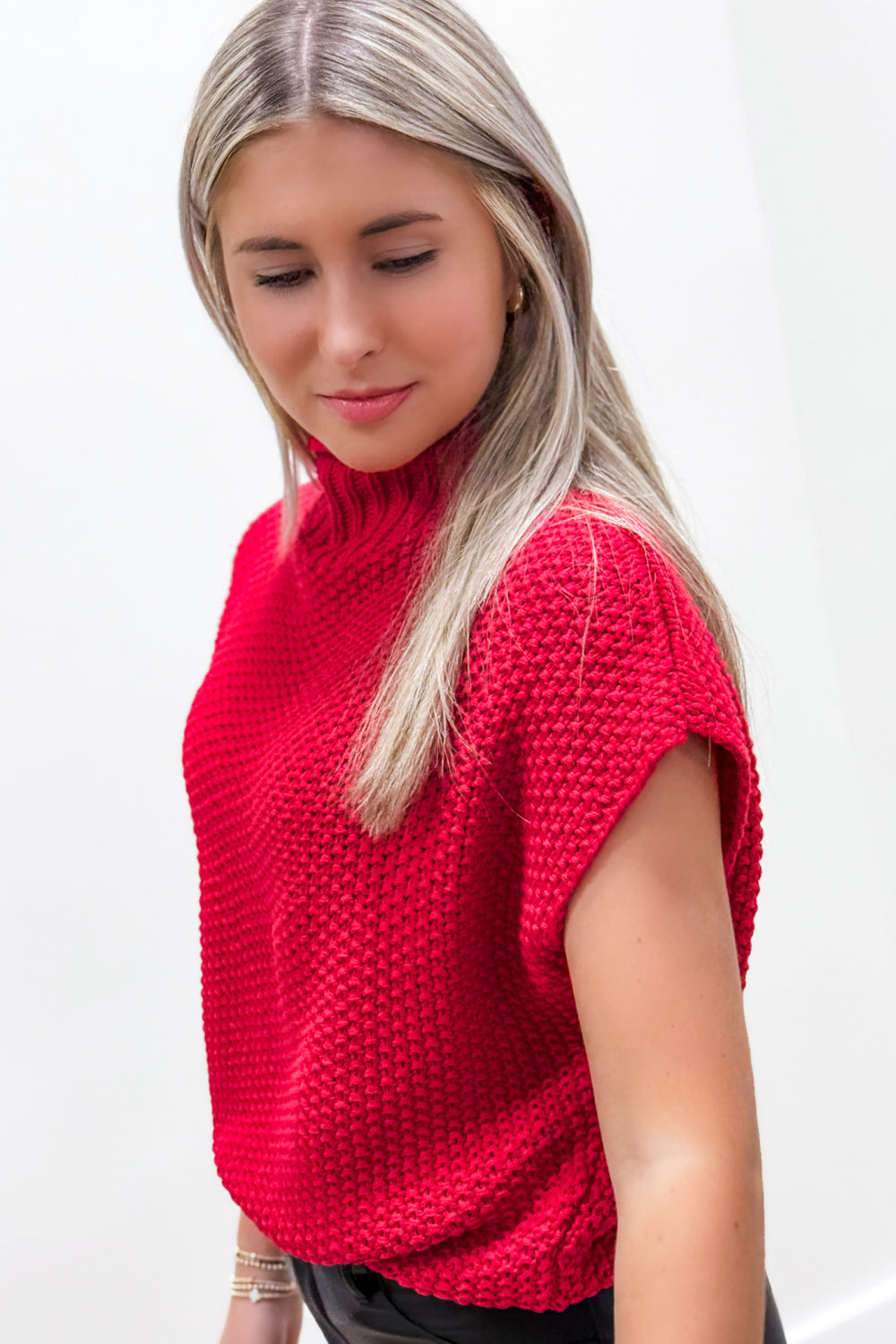 Always Cozy Mock Neck Knit Sweater - Red | Makk Fashions