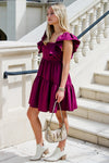 Always With You Ruffle Babydoll Dress - Plum | Makk Fashions