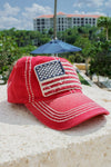 American Flag Vintage Cap - Red | Makk Fashions
