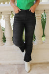 Angelina High Rise Crop Straight Leg Jeans - Black | Makk Fashions