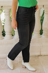 Angelina High Rise Crop Straight Leg Jeans - Black | Makk Fashions