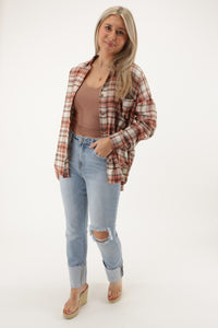 Another Adventure Button Down Plaid Shirt - Terracotta | Makk Fashions