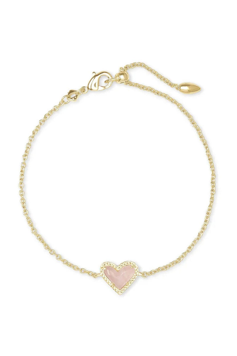 Kendra Scott: Ari Heart Gold Chain Bracelet - Rose Quartz | Makk Fashions