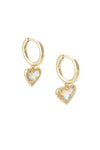 Kendra Scott: Ari Heart Gold Huggie Earrings - Dichroic Glass | Makk Fashions