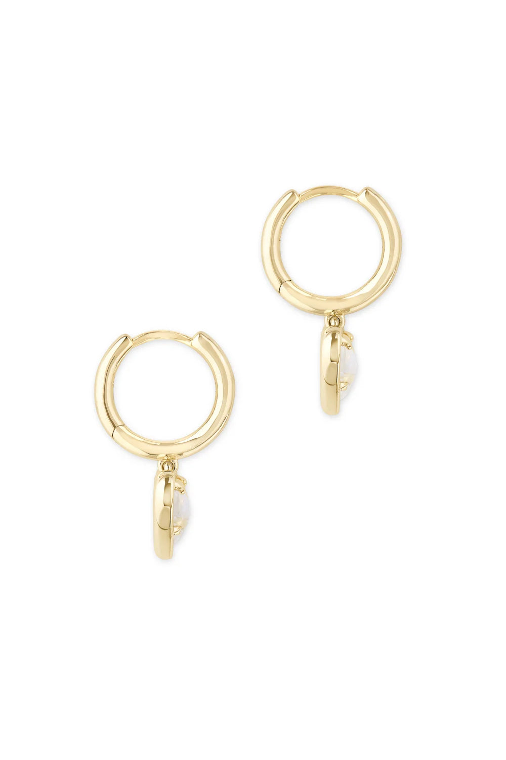 Kendra Scott: Ari Heart Gold Huggie Earrings - Dichroic Glass | Makk Fashions